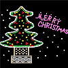 Merry Christmas with Tree Iron On Applique