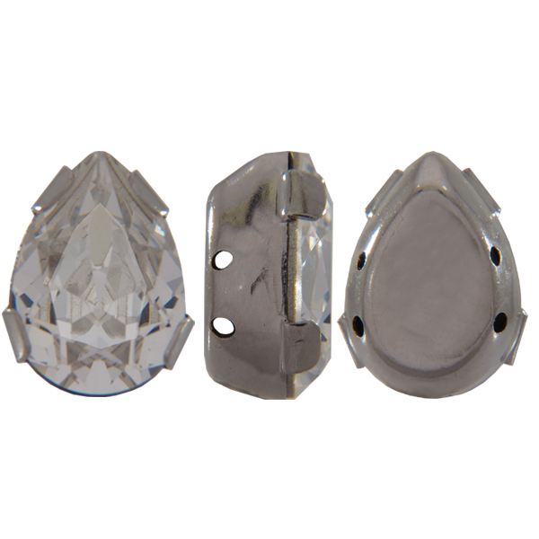 Sew On Rhinestones (in Settings), Crystal, Navette/Diamond, 10x5mm