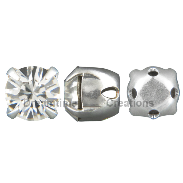 Sew On Rhinestones (in Settings), Crystal, Navette/Diamond, 10x5mm