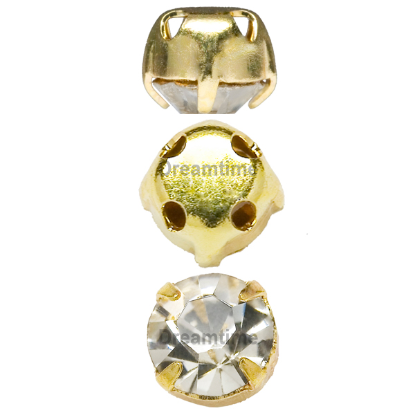 Sew On Rhinestones (in Settings), Crystal, Navette/Diamond, 10x5mm