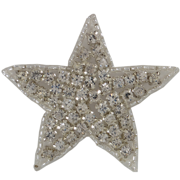 Rhinestone Star Appliqué, Crystal/Silver, 2" x 2" Dreamtime Creations