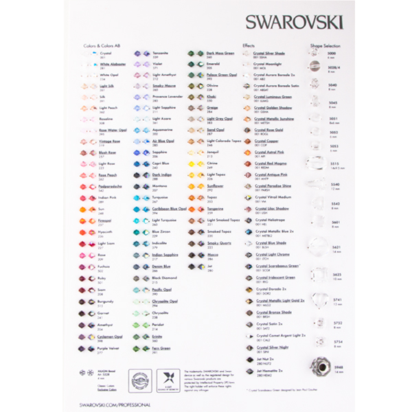 Swarovski Stone Color Chart