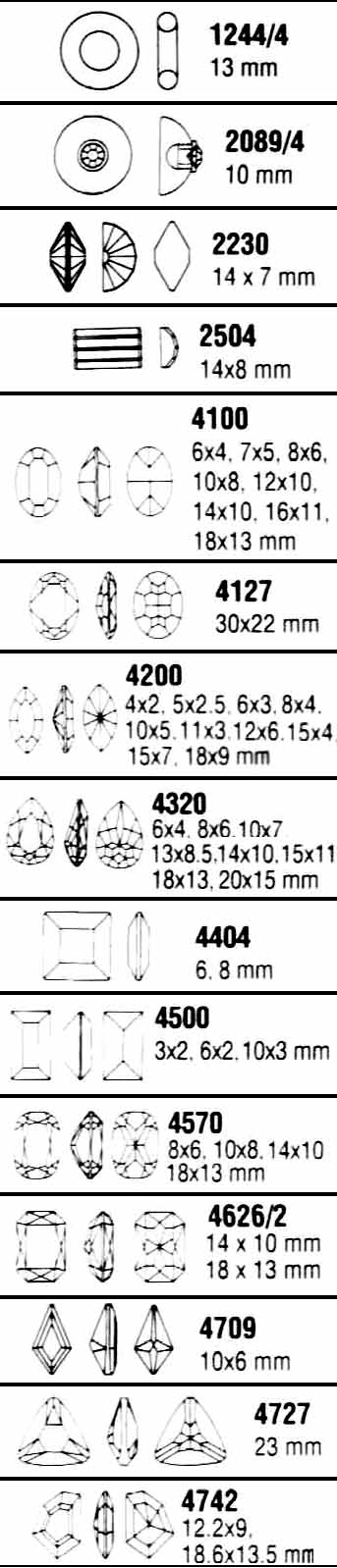 Rhinestone Shapes Chart